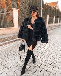 Chicago Black Faux Fur Coat Womens Fur