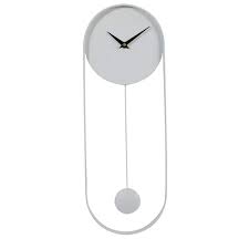 Cosmoliving By Cosmopolitan 7 X 20 White Metal Wall Clock With Pendulum