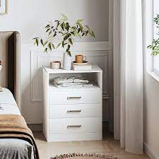 adorneve white nightstand with 3 drawer