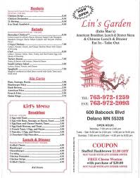 menu of lin s garden in delano mn 55328