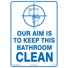 bathroom clean sign printed