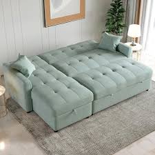 Green Cotton Reversible Sectional Sofa