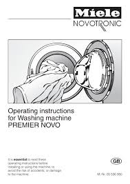 Only use the coffee machine in rooms where the ambient Operating Instructions For Washing Machine Premier Novo Miele