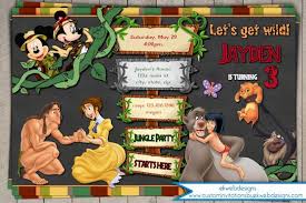 Disney Jungle Safari Birthday Invitation Jungle Book Tarzan