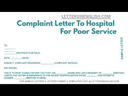 complaint letter to hospital for poor