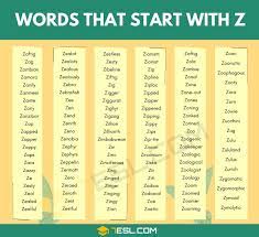 words that start with z z words