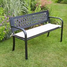 Black Garden Bench Metal 2 Seater Patio
