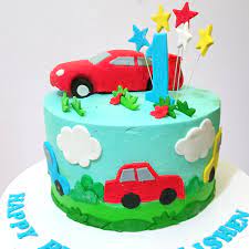 car themed ercream cake for a baby