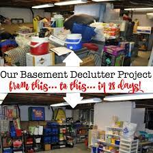 basement declutter project with before