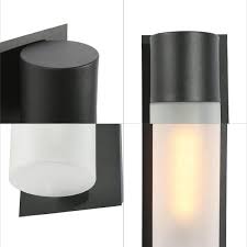 Uolfin 62868rj3eny4739 Modern Black Outdoor Wall Light 1 Light Cylinder Minimalism Outdoor Wall Lantern Sconce With Frosted Glass Shade