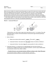 Six types of chemical reaction worksheet answers. Molarity Pogil Key Molar Concentration Solution