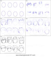 Here you will sketch out the entire shape of the face and this should include the ear and the front bang lining for his how to draw boys and mens hair styles for cartoon characters drawing. How To Draw Anime Hair Male Printable Step By Step Drawing Sheet Drawingtutorials101 Com