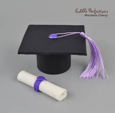 graduation cap and diploma cake topper