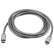 Mobilespec 6 Ft 18 Watt Metal Lightning To Usb C Charge And Sync Cable Silver Mbs06904 The Home Depot
