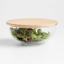 Large Glass Mixing Bowl With Bamboo Lid