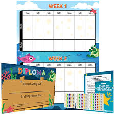 Potty Training Chart Reward Sticker Chart Underwater Theme Marks Behavior Progress Motivational Toilet Training For Toddlers And Children