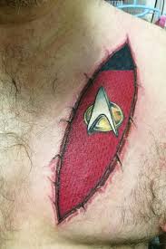 Artists around the world show their tattoo pictures tagged with star trek tattoos. My Own Idea Made Real By A Great Artist Http Www Goodtattoos Com Really Happy With The Result Star Trek Tattoo Nerdy Tattoos Star Tattoos