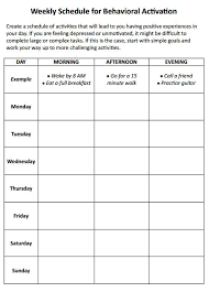 Weekly Schedule For Behavioral Activation Worksheet Cbt