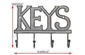 4 Key Hooks Decorative Cast Iron Key