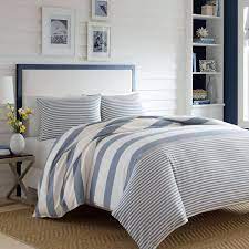 Blue Striped Cotton King Comforter Set