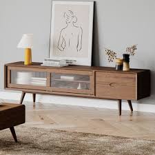 Mid Century Solid Wood Media Console