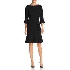 Hugo Boss Womens Black Bell Sleeve Knee Length Dress Black