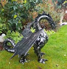 Dragon Large Welsh Metal Silver Black