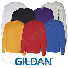 Gildan Mens Crewneck Guys Heavy Cotton Long Sleeve T Shirt