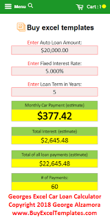 Online Auto Loan Monthly Payment Calculator Spreadsheet