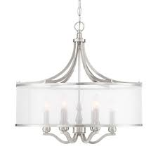 Possini Euro Design Brushed Nickel Drum Pendant Chandelier 25 Wide Modern White Organza Shade 6 Light Fixture Dining Room House Target
