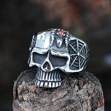 biker rings head evil skull ring