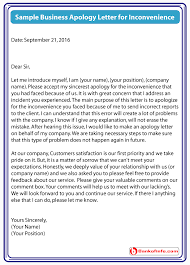 Sample Business Apology Letter For Inconvenience