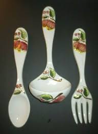 Vintage Mcm Ceramic Large Spoon Fork