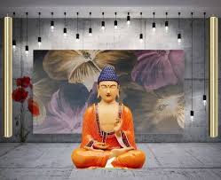pvc matte buddha wallpaper for living