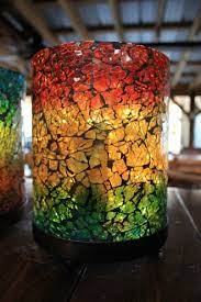 Multicolored Mosaic Hurricane Glass