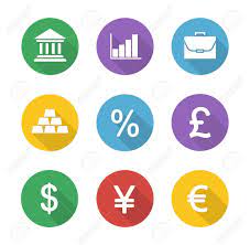 Money icons vector set, finance theme symbols stock vector. Finance And Banking Flat Design Icons Set Trading And Stock Royalty Free Cliparts Vectors And Stock Illustration Image 55580356