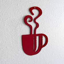 Red Coffee Cup Wall Art Metal Wall