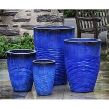 Blue Ceramic Planters Kinsey Garden Decor