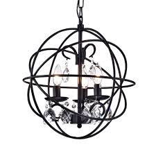 Warehouse Of Tiffany Lijane 3 Light Crystal Black Globe Pendant Xrl8158bl The Home Depot