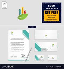 Business Chart With Leaf Logo Template And