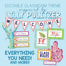 Lilly Pulitzer Inspired Editable Classroom Theme