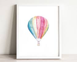 Rainbow Hot Air Balloon Art Print