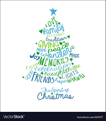 Handwritten Christmas Card Word Cloud Tree Design