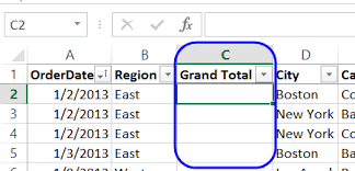 excel pivot table grand total