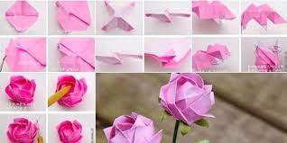 Menurut catatan sejarah, origami sendiri berasal dari bahasa jepang yang terdiri dari dua kata, yaitu ori dan kami. 9 Ide Cara Membuat Bunga Dari Kertas Dengan Mudah Kerajinantangankita Com Paper Flowers Flowers Rose