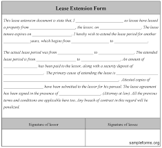 Lease Extension Form Sample Forms