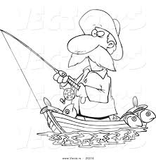 Sketch, fishing tackle, coloring book, cartoon illustration, isolated object on white background, vector. Coloring Pages Of Fishing Man Coloring Home