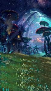 fantasy world hous mushrooms planets