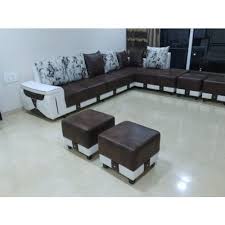 l shape wooden designer sofa set