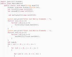 java program to multiply two matrices